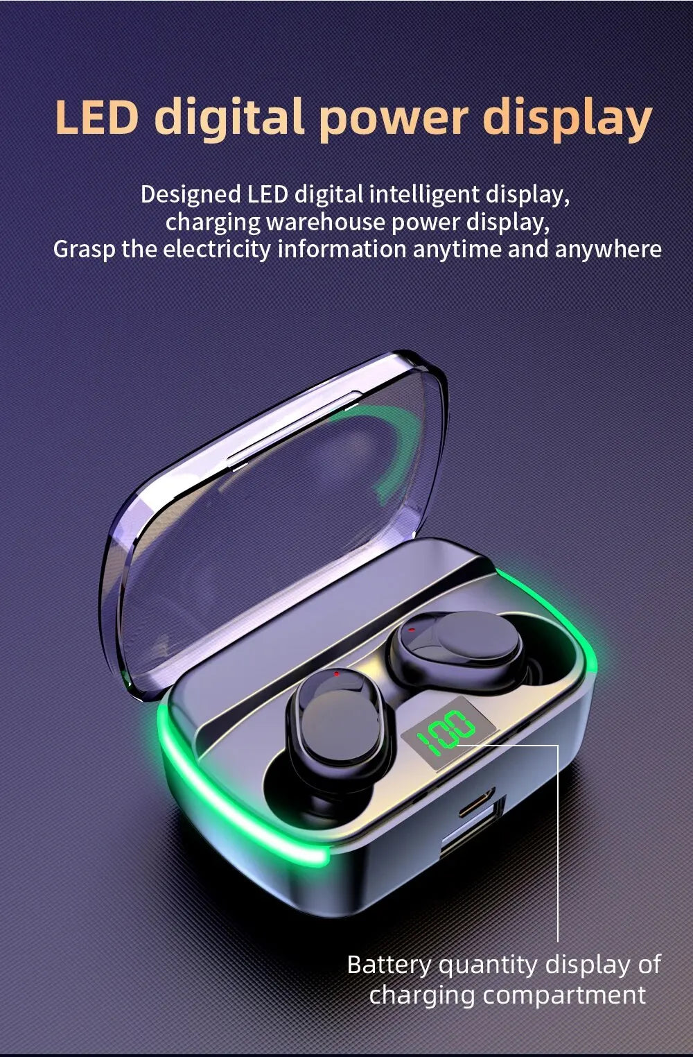 M60 Bluetooth 5.3 Earphones – TWS, Power Bank, LED Display