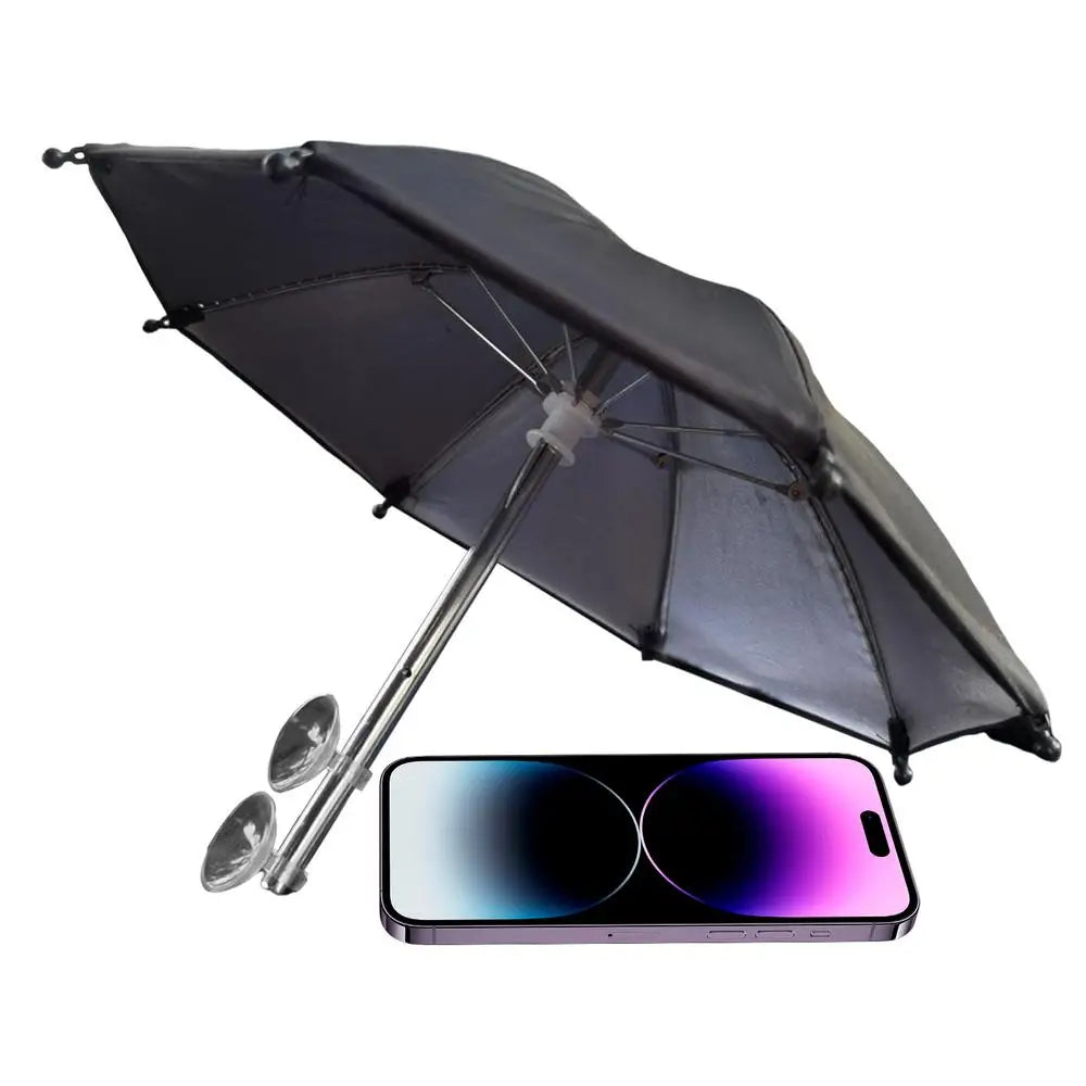 Mini Phone Umbrella Sunshade – Anti-Glare & Rain Shield with Suction Cup