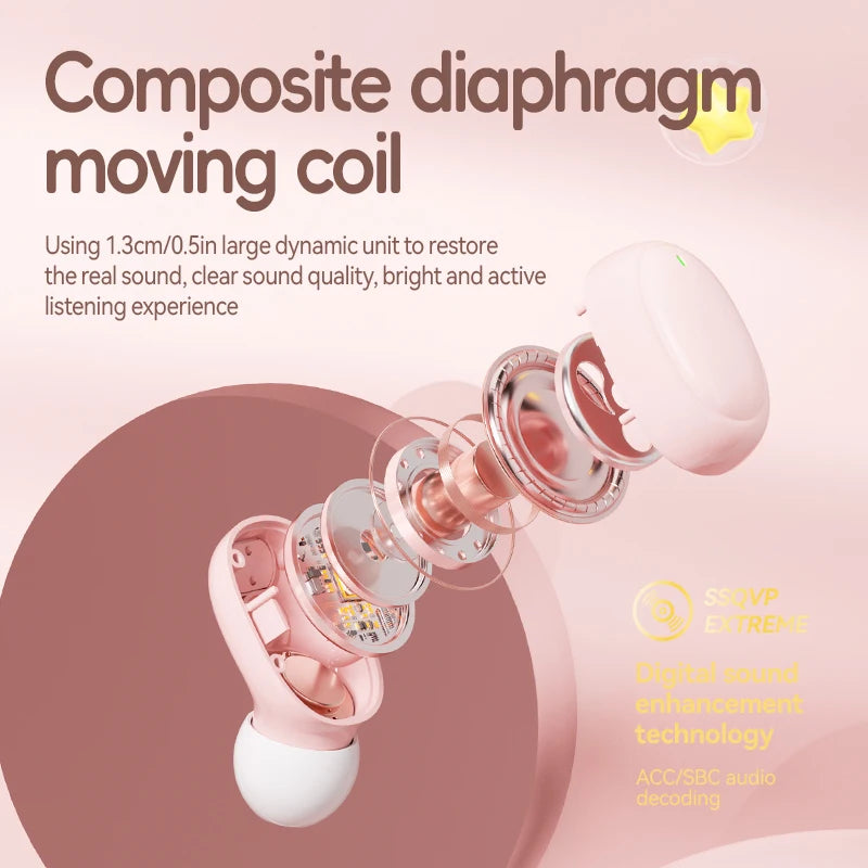 Hello Kitty TWS Earphones – Bluetooth 5.3, ANC, Waterproof