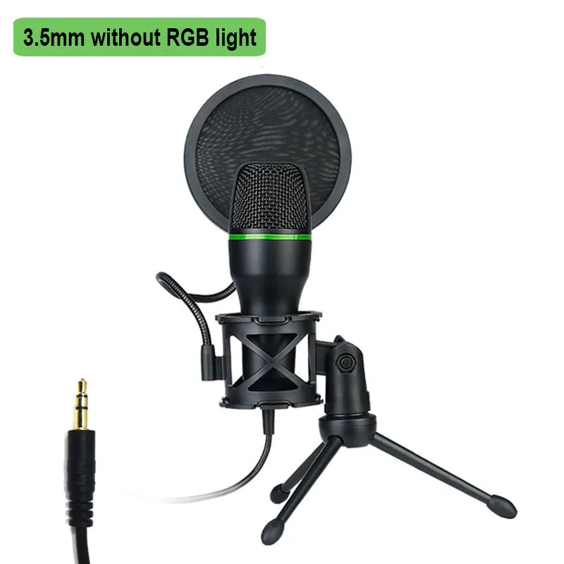 Lefon USB/3.5mm Condenser Microphone – Plug & Play Desktop Mic for Streaming, Gaming & Podcasting