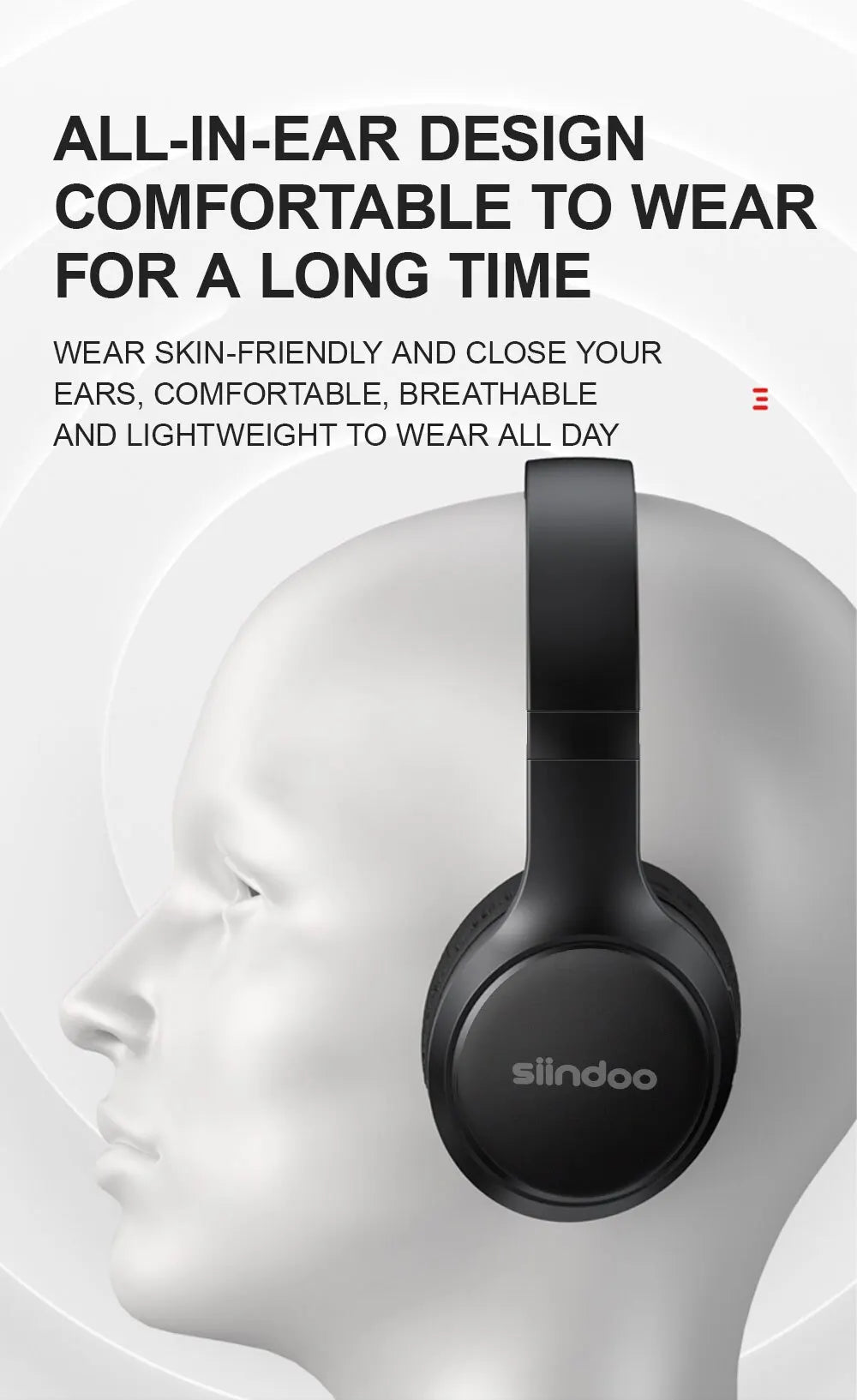 Siindoo JH-919 Bluetooth Headphones – 28H Playtime, Super Bass