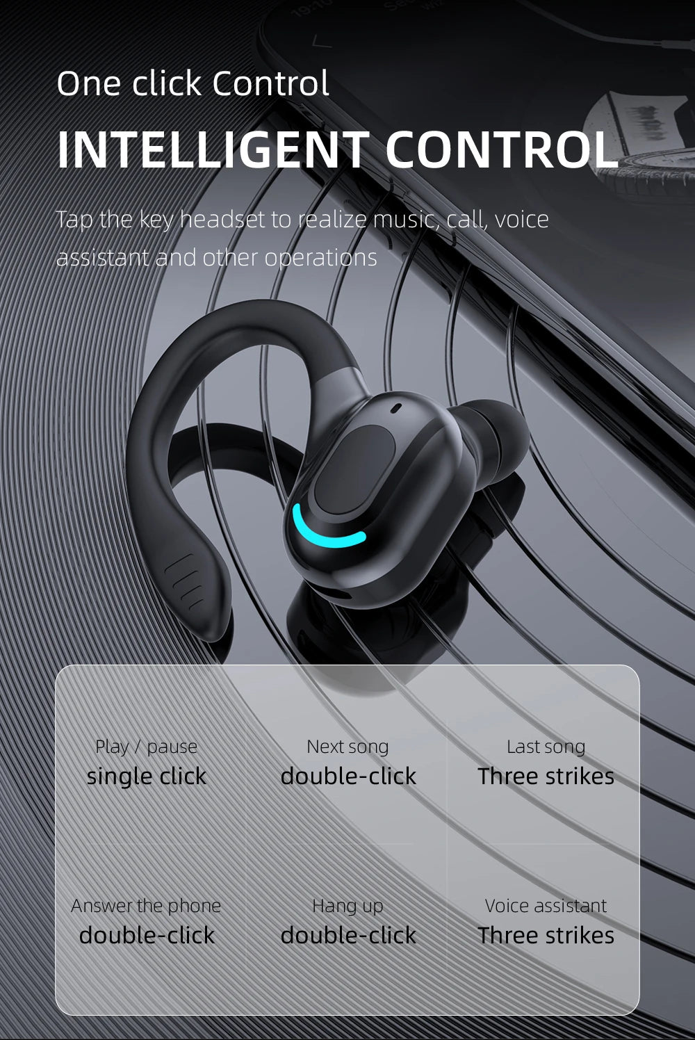 DISOUR M-F8 Bluetooth 5.2 Ear-Hook Headset | ANC & 20H Playtime