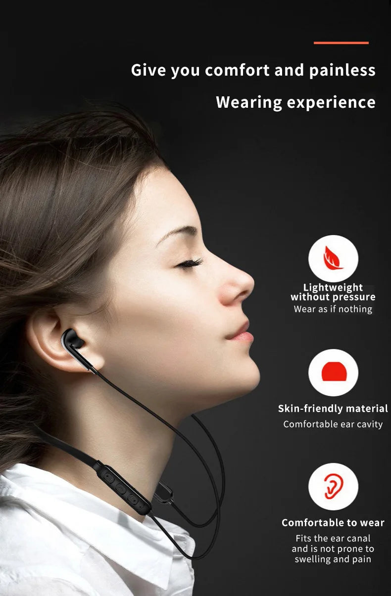 Neckband Bluetooth Earphones – 9D Audio, Noise Reduction, Sports