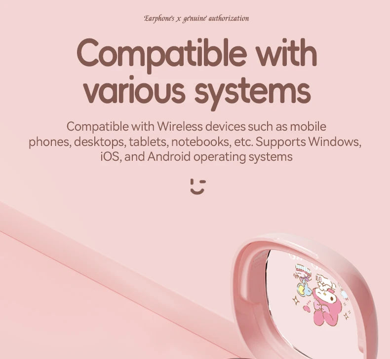 Hello Kitty TWS Earphones – Bluetooth 5.3, ANC, Waterproof
