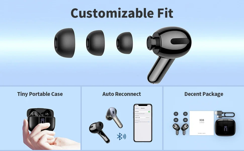 Funlarto Wireless Earbuds – 50H Playtime, Deep Bass, Waterproof