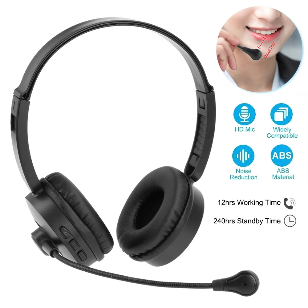 occkic Bluetooth 5.0 Wireless Headset – 12H Playtime, Boom Mic, HiFi Sound, Type-C Charging