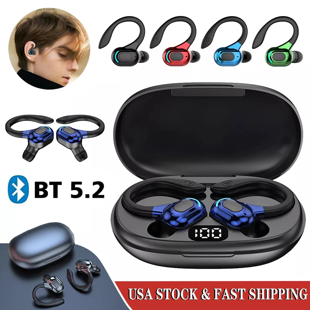 Virwir Bluetooth 5.2 Ear Hook Earbuds – ANC, HiFi Stereo, 60H