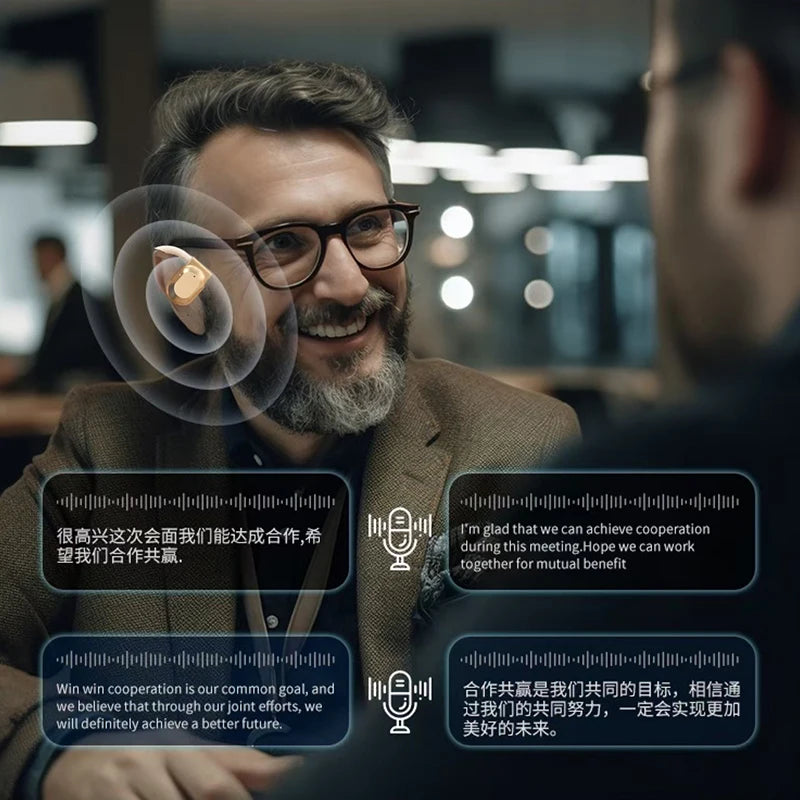 JIYUE Bluetooth 5.3 Translation Earbuds – ANC, IPX5, HiFi Sound
