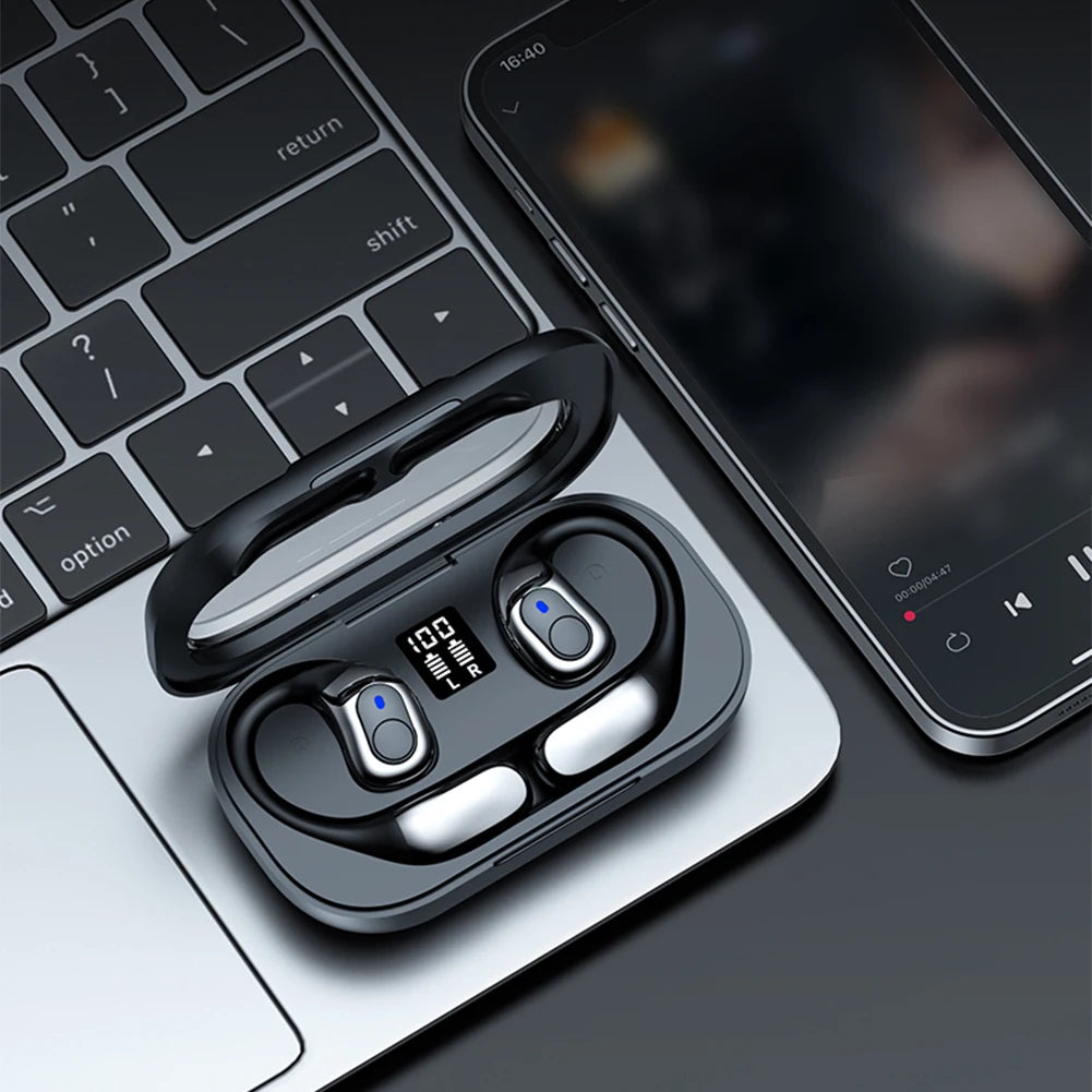 ALLOYSEED Bluetooth 5.4 Earhook Earbuds – 9D Sound, Sports