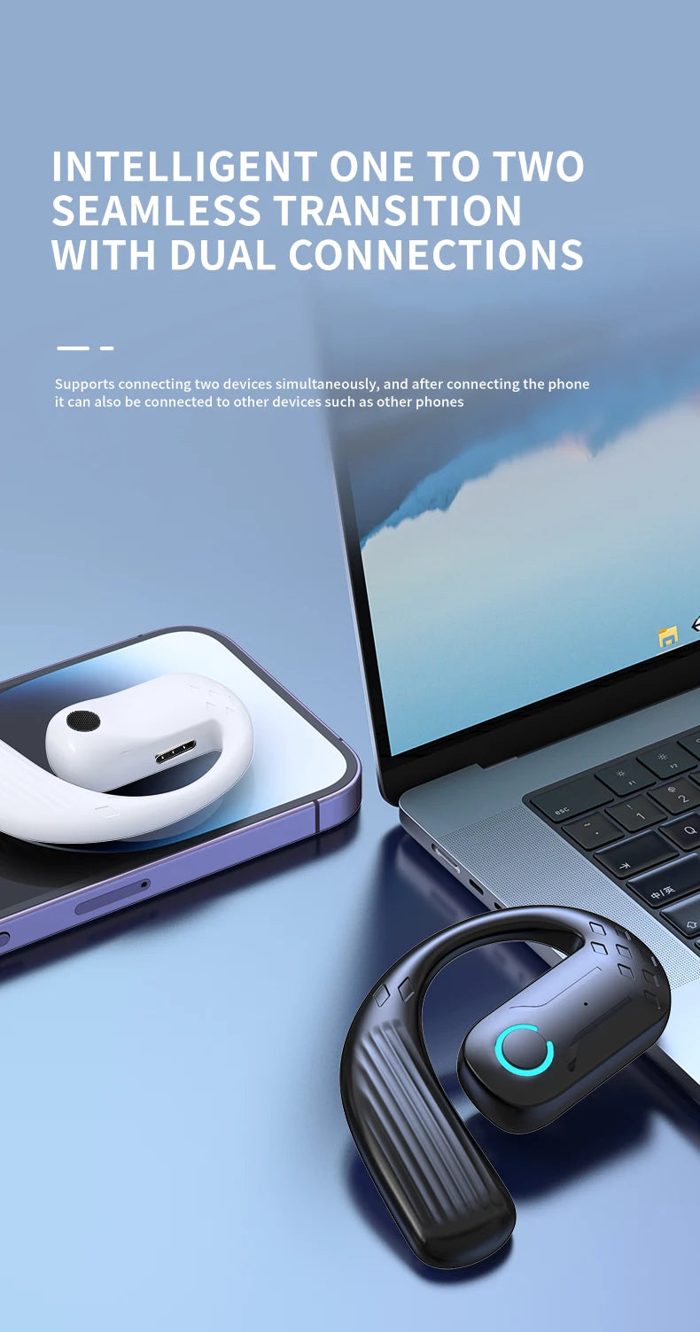 VAORLO YS01 Bluetooth 5.4 Headset – 600H Battery, Open-Ear, ANC