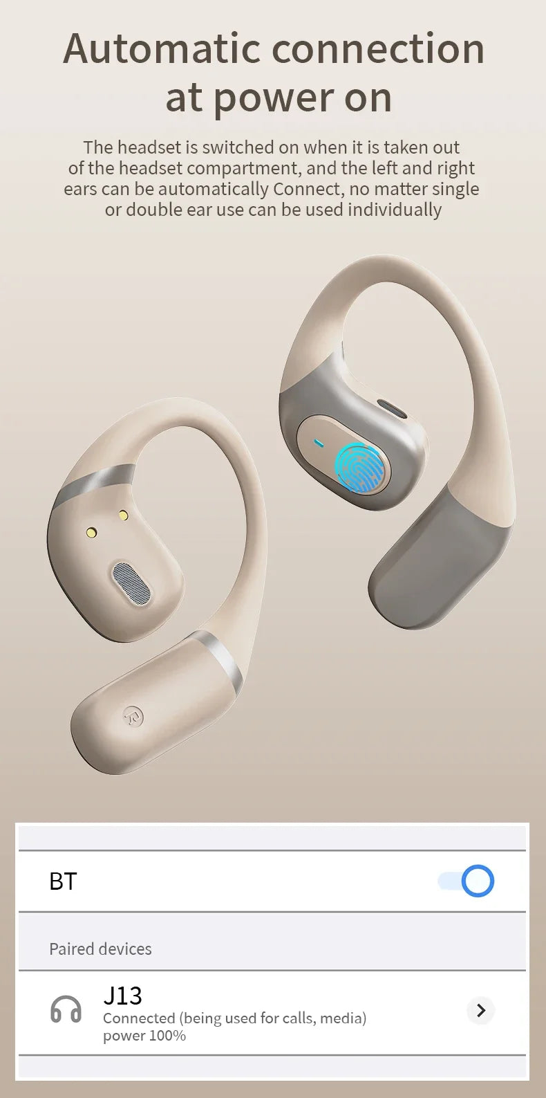 GUJIU Bluetooth 5.3 Ear Hook Headphones – Waterproof & Mic