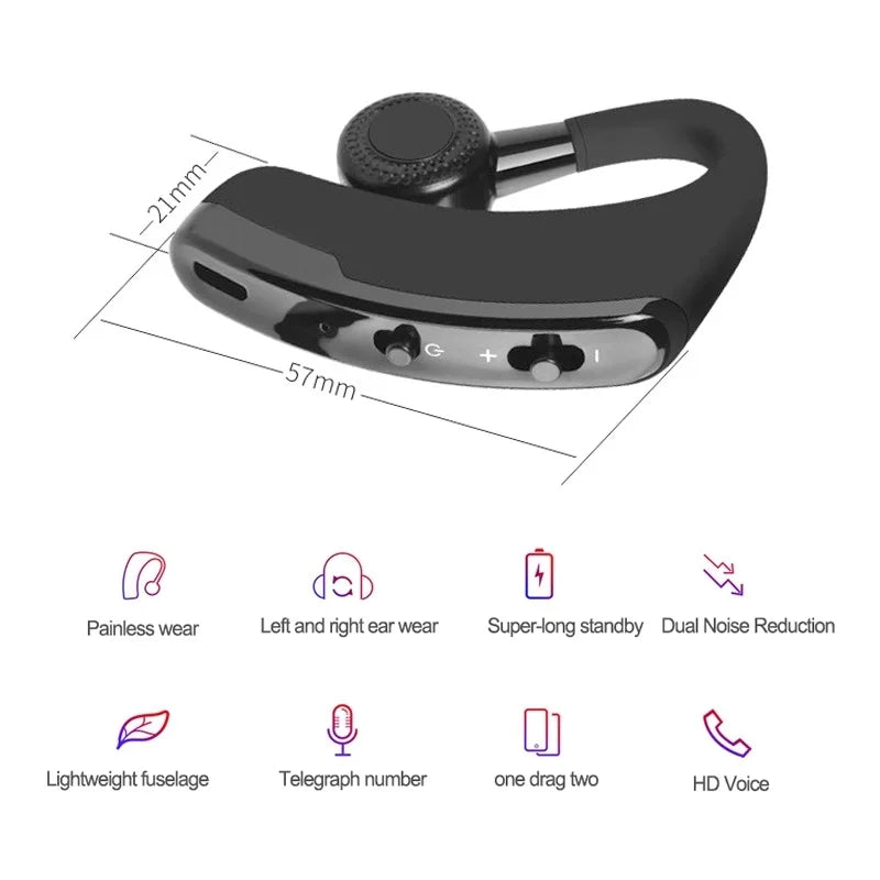 Fomscvka V9 Wireless Ear Hook Headset – HiFi Hands-Free