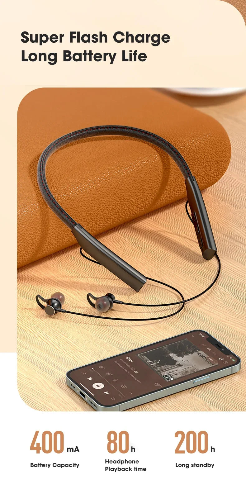 Lamgool Sports Wireless Earphones – Bluetooth 5.0, IPX5, SD Card
