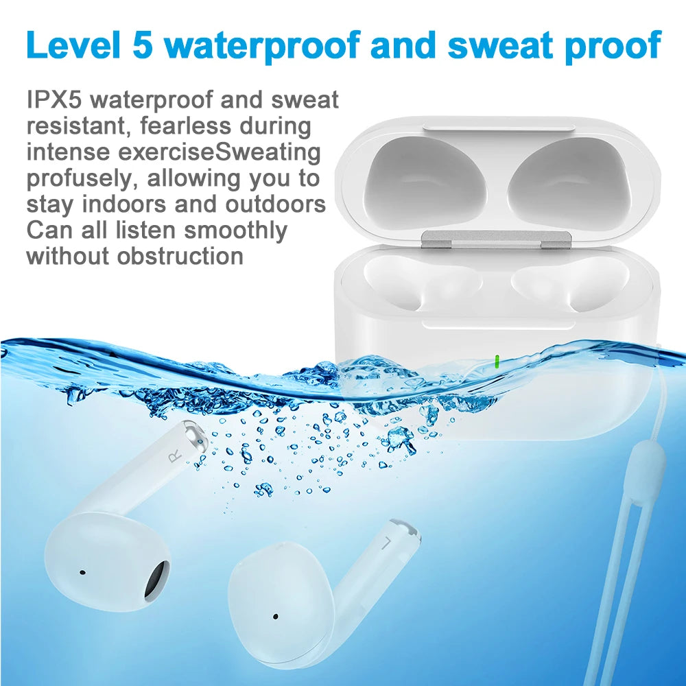 GOOJODOQ Bluetooth 5.3 Earbuds – 8H Play, Waterproof, HiFi