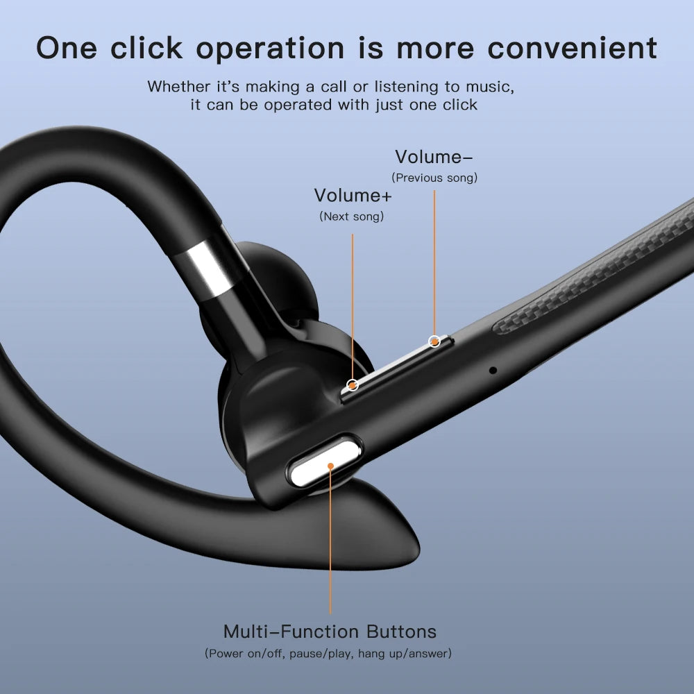 AideeMaster Bluetooth 5.4 Bone Conduction Ear-Hook Headset – ENC Noise Reduction, 48H Battery, LED Charging Case