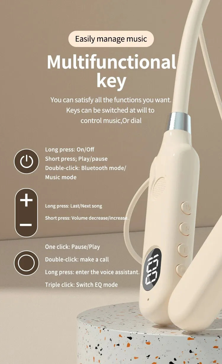 BT-12 Bluetooth 5.3 Neckband Earphones – 50h Battery & Mic