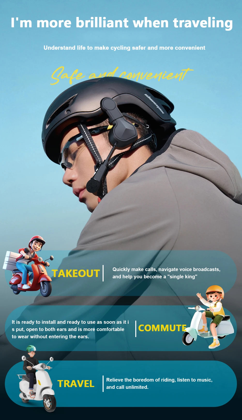 VELEV BT9 Helmet Bluetooth Headset – Waterproof, 23H Talk
