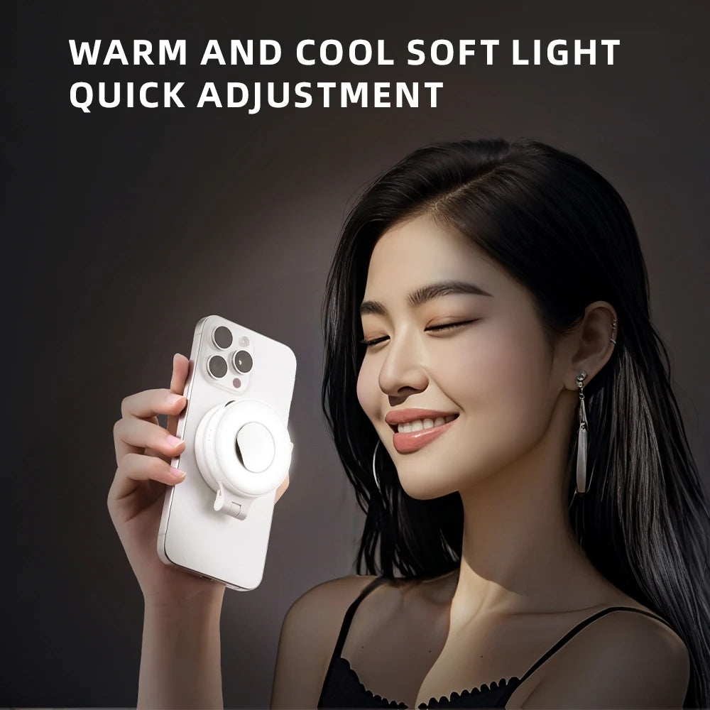 BRDRC Magsafe Magnetic Fill Light – Bi-Color LED Light & Phone Stand with Power Bank