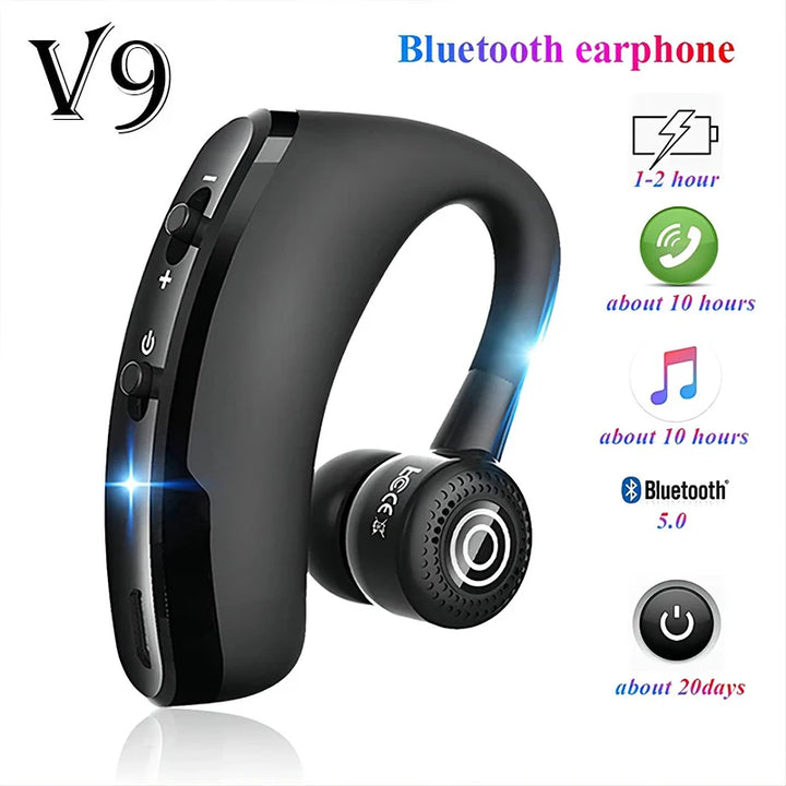 Fomscvka V9 Wireless Ear Hook Headset – HiFi Hands-Free – audio-accessory