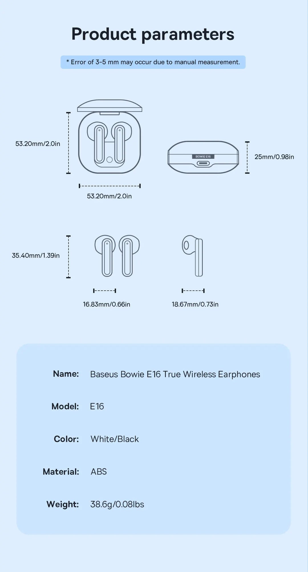 BASEUS Bluetooth 5.3 Earbuds – 30H Battery, TWS Wireless