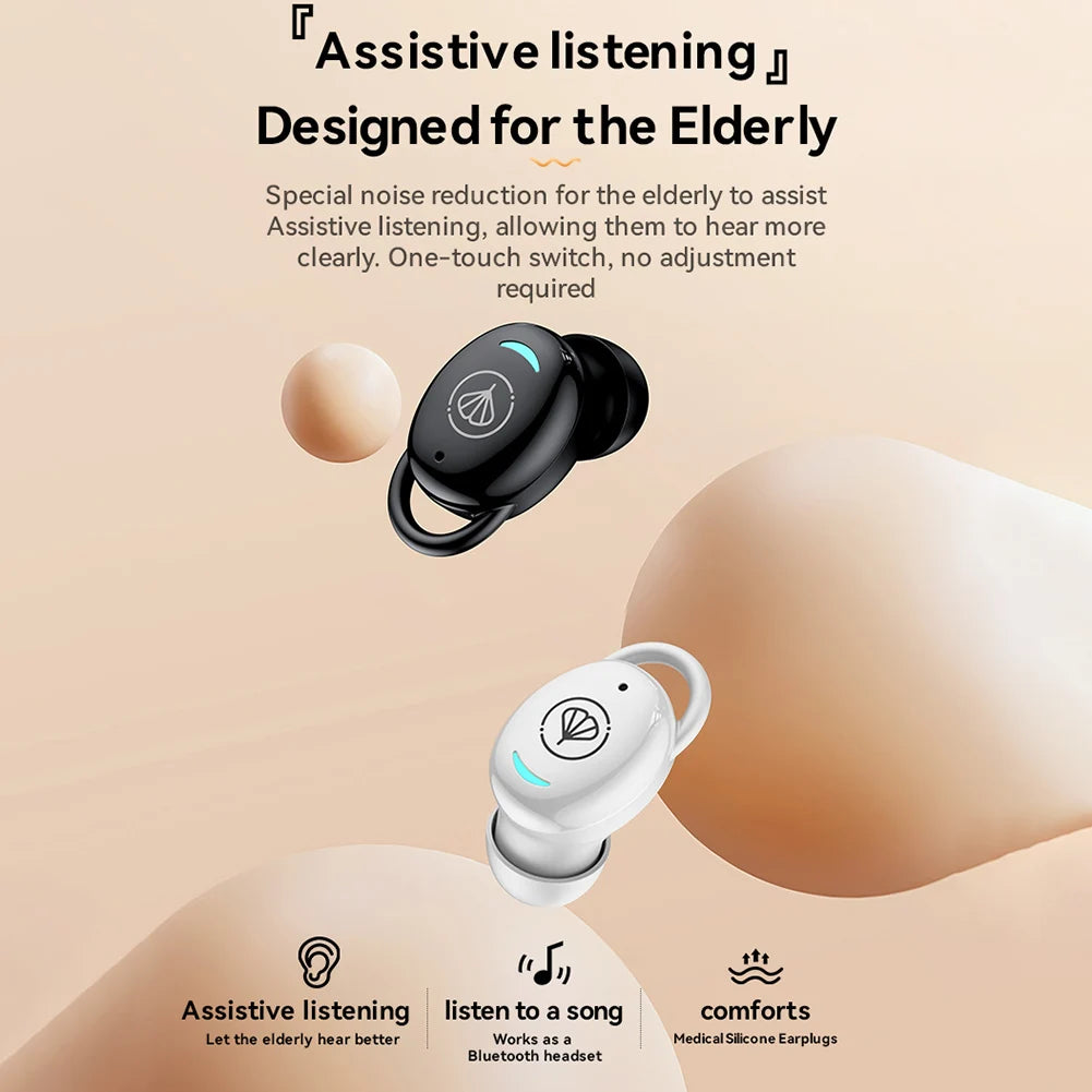 Bluetooth 5.3 Hearing Aids Earbuds – Mini In-Ear Amplifier for Seniors