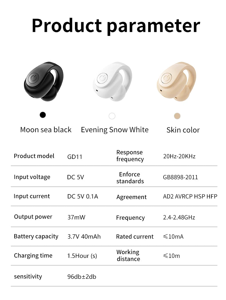 Bluetooth 5.4 Clip-On Sports Earphone – HiFi Wireless