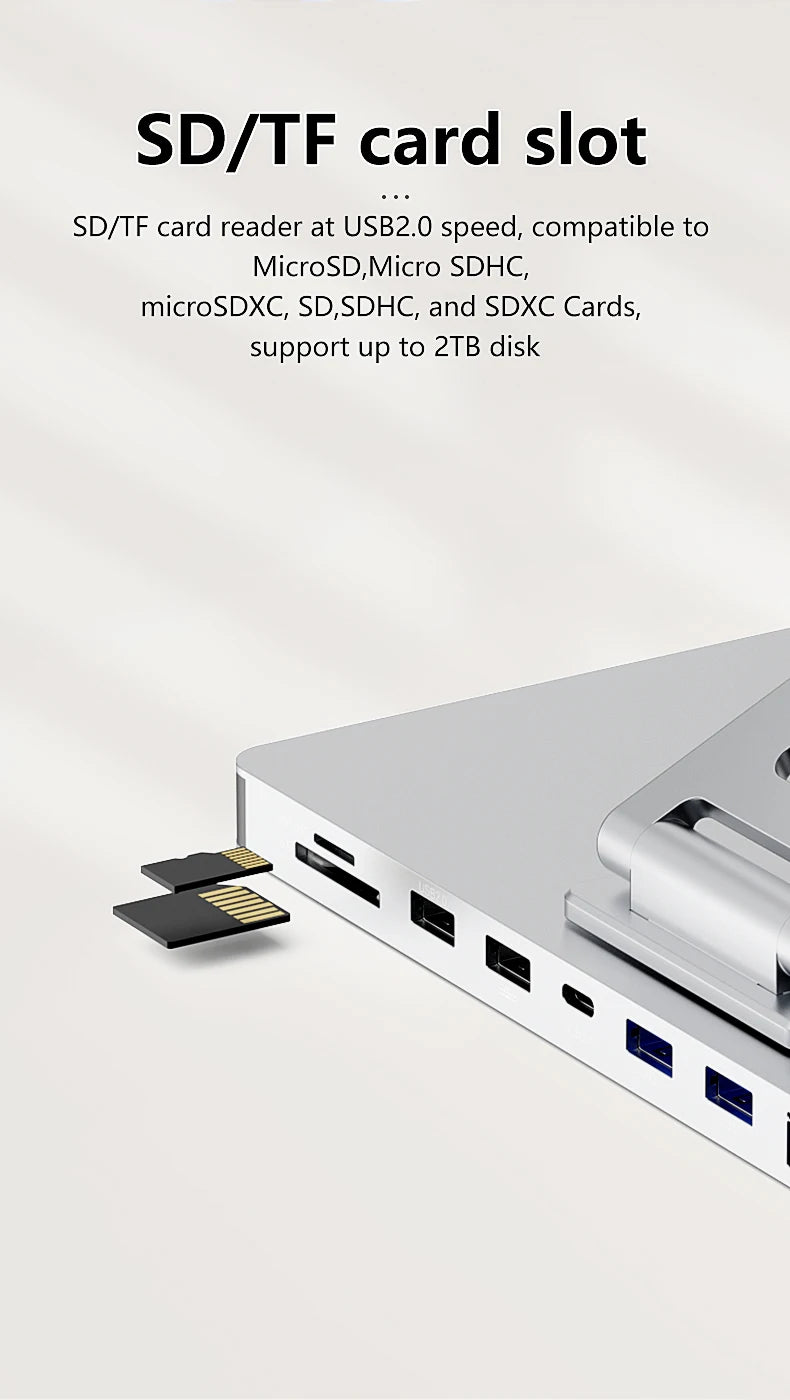 Blueendless 10-in-1 USB-C Laptop Stand Hub with HDMI, PD 100W & Ethernet