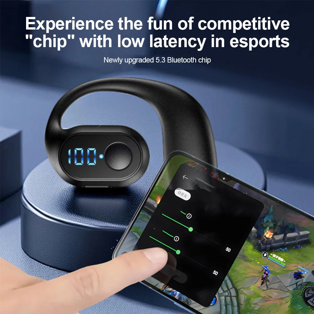 OENY Bluetooth 5.3 Ear Hook Headset – Noise Cancelling & 10h Playtime