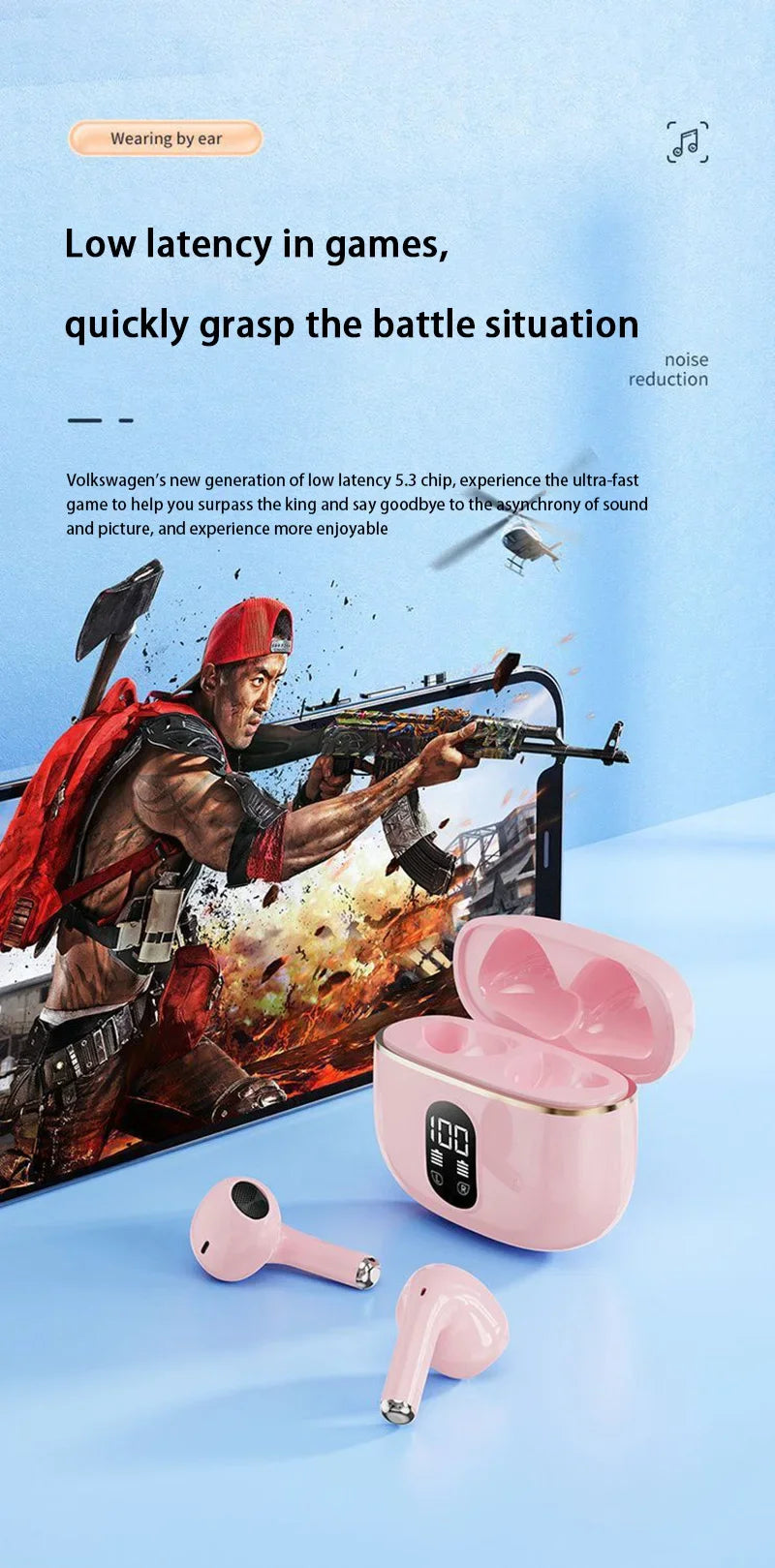 DIXSG TWS Bluetooth 5.2 Earphones – ANC, Touch Control, Low Latency