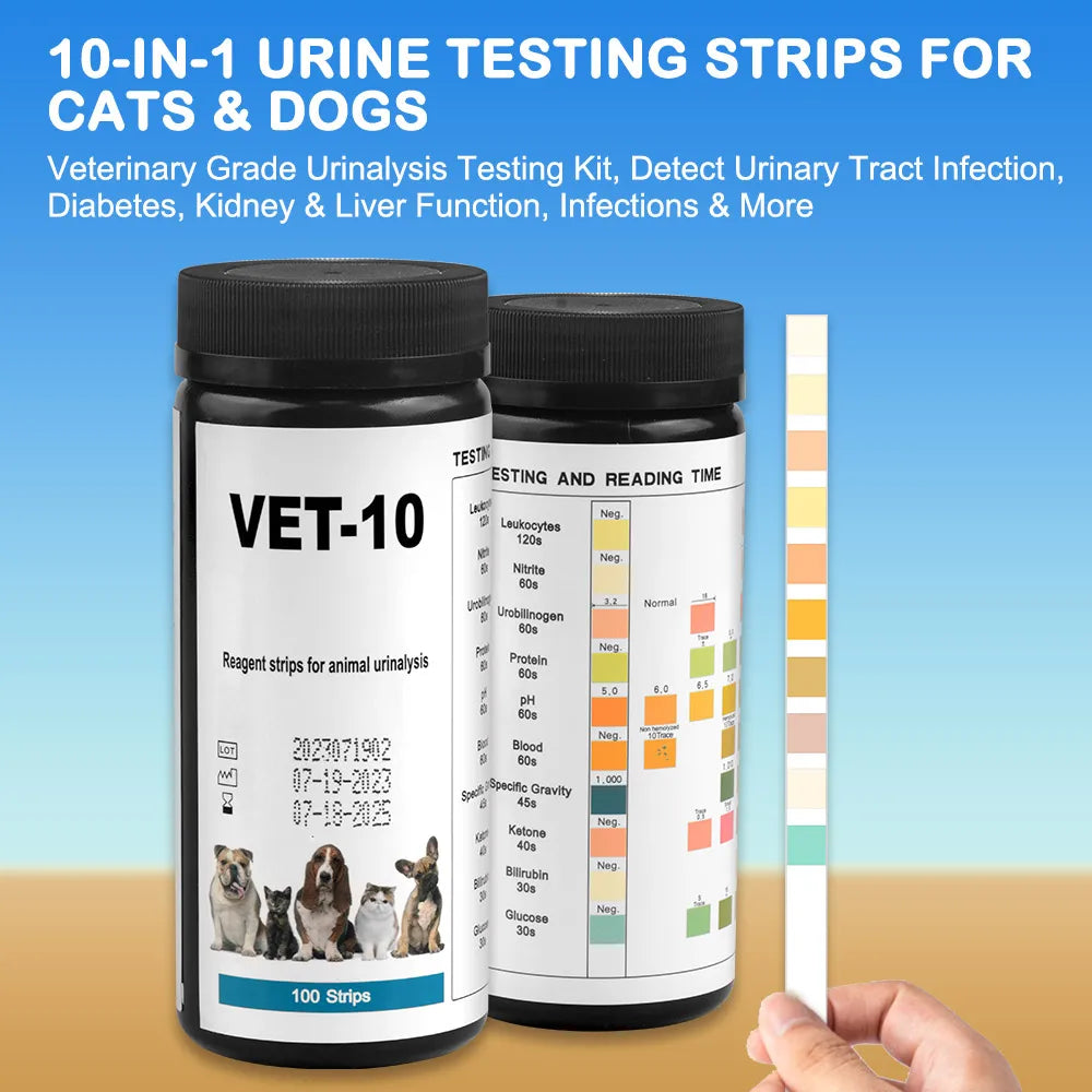 Pet Urine Test Strips – 10 Parameter Dog & Cat Health Check