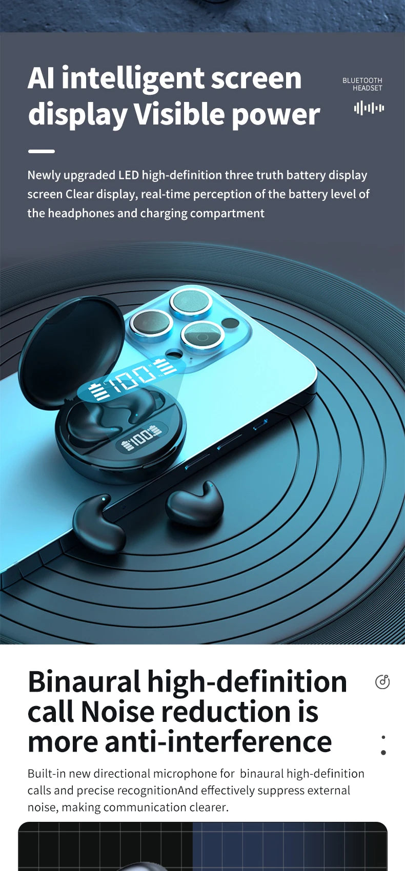 FANHANG TWS Bluetooth Earphones – ANC, Stereo, Sports