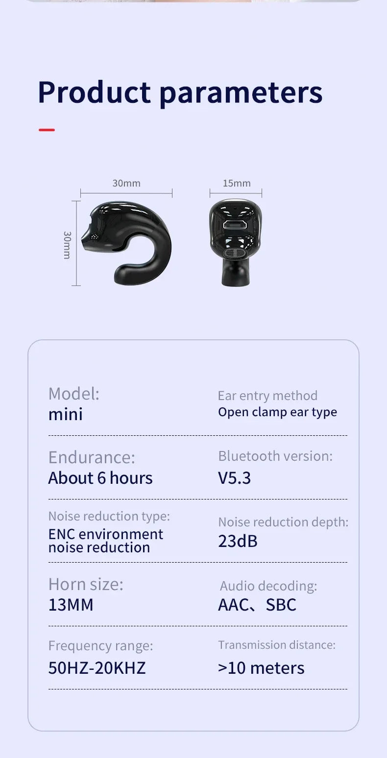 VIKEFON Bluetooth 5.3 Ear Hook Earbuds with Mic – audio-accessory