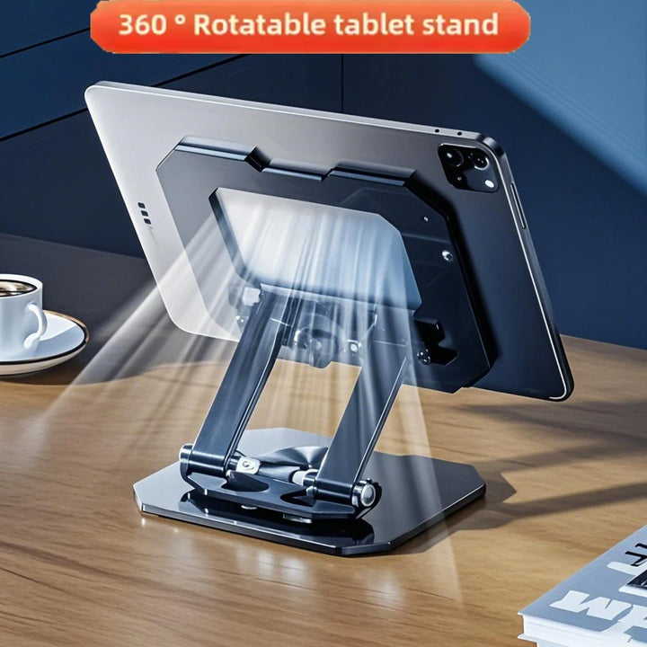 “360° Rotating Tablet Stand – Foldable Aluminum Holder for iPad”