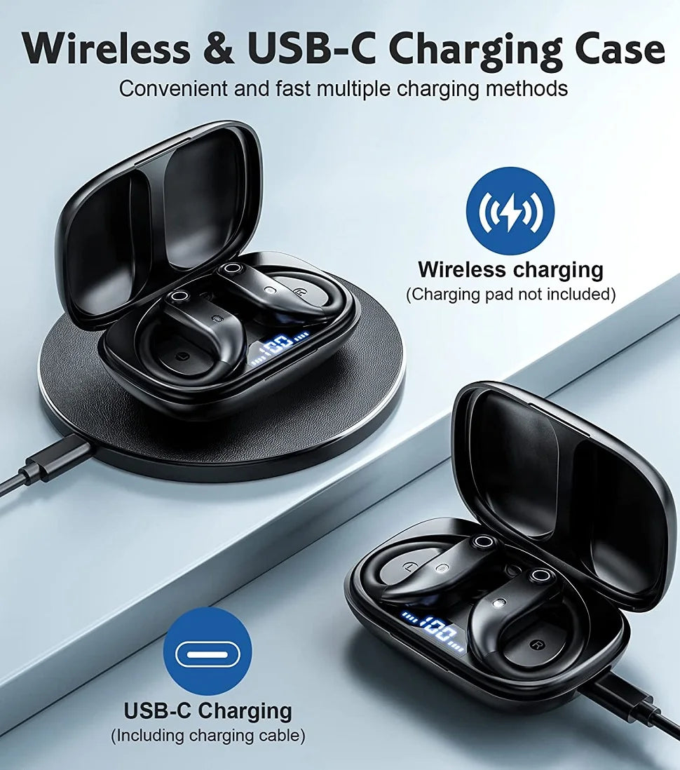 GDLYL Bluetooth 5.0 Ear Hook Earbuds – 48H Play, Wireless Charging