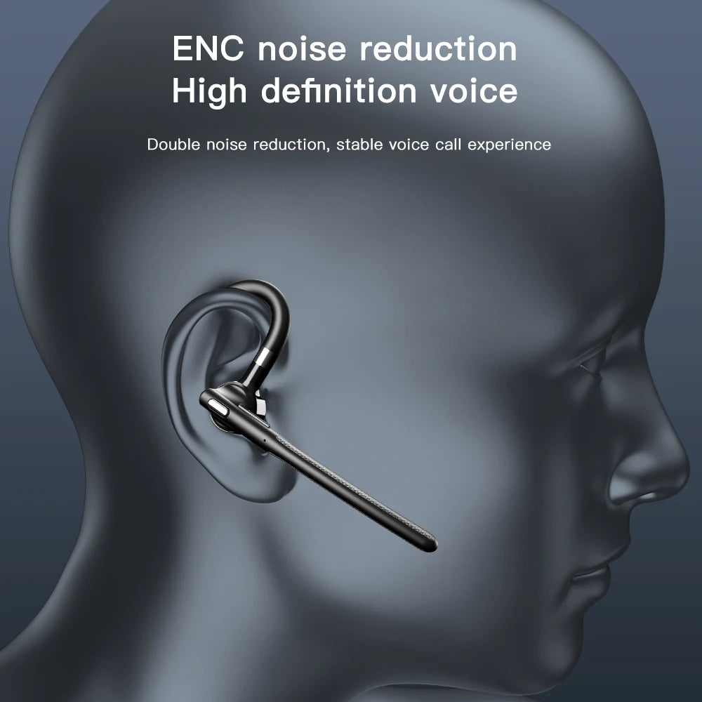 AideeMaster Bluetooth 5.4 Bone Conduction Ear-Hook Headset – ENC Noise Reduction, 48H Battery, LED Charging Case