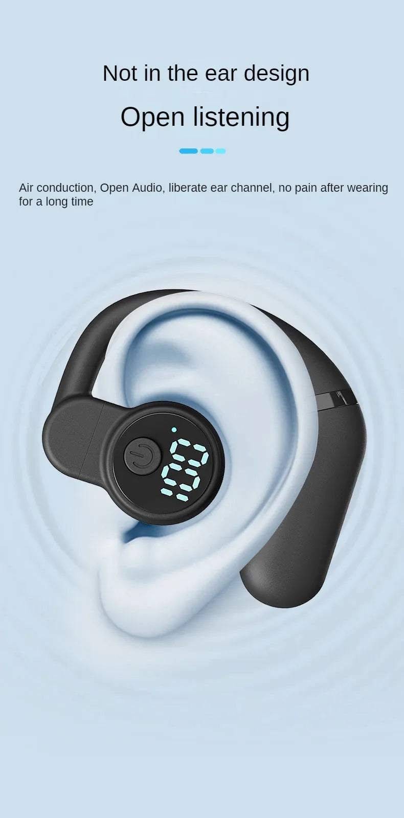 Kebidumei HOWS02 Ear Hook – Bluetooth 5.3 Noise Cancelling