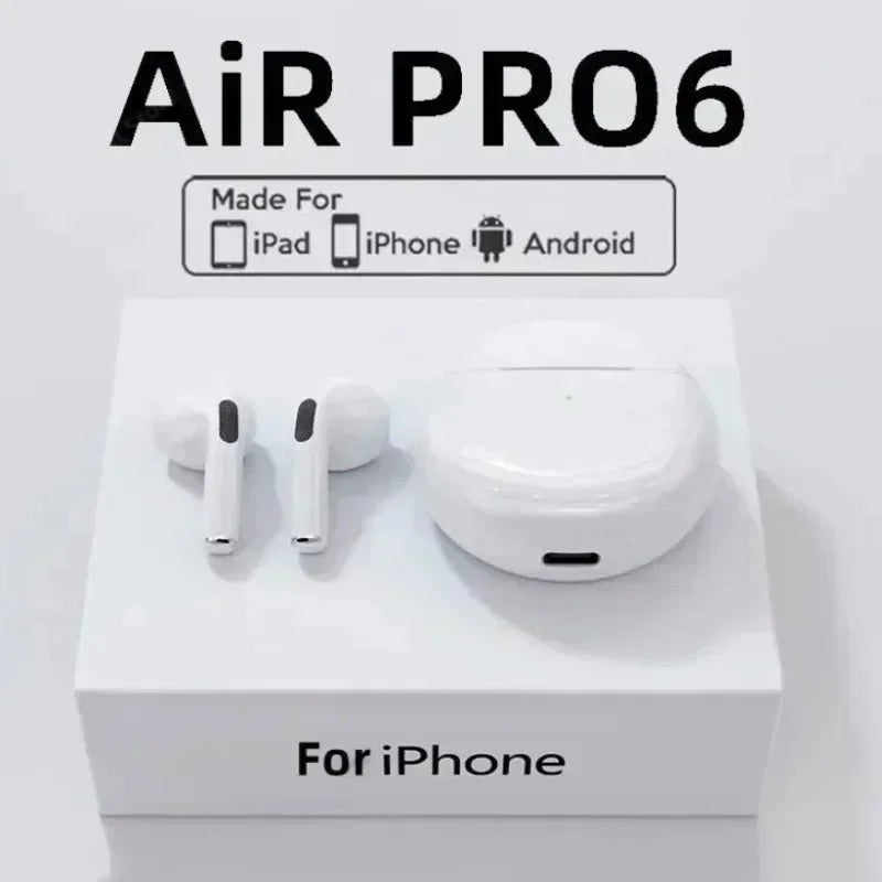 Pro 6 TWS Wireless Bluetooth Earbuds – Stereo Sound, Mic, Compact Charging Case – audio-accessory