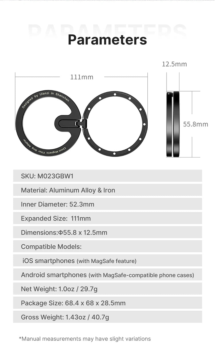 Ulanzi MagSafe Lens Adapter – Universal Magnetic Mount for iPhone & Android
