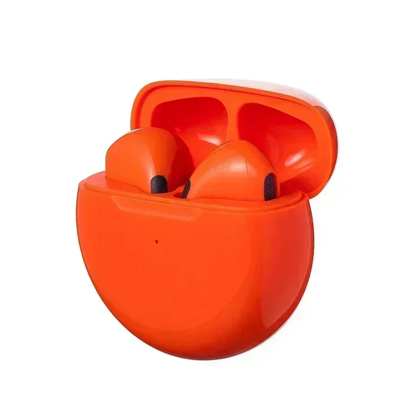 Pro 6 TWS Wireless Bluetooth Earbuds – Stereo Sound, Mic, Compact Charging Case