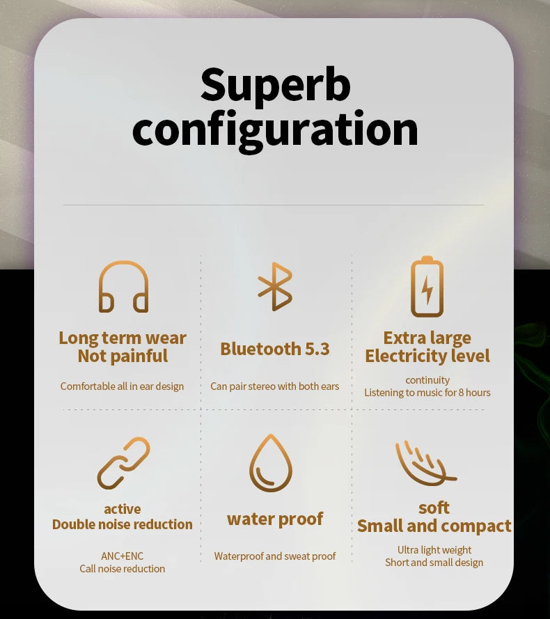 INMAS E3B Bluetooth 5.3 Earphones – HiFi, Waterproof, 8H Play