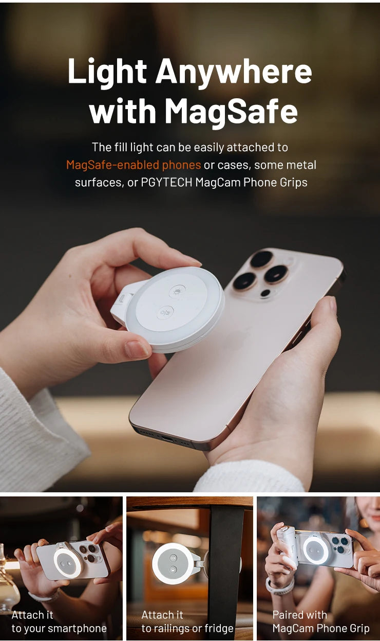 PGYTECH Magnetic Fill Light – Ultra-Thin LED for iPhone, MagSafe & Content Creators
