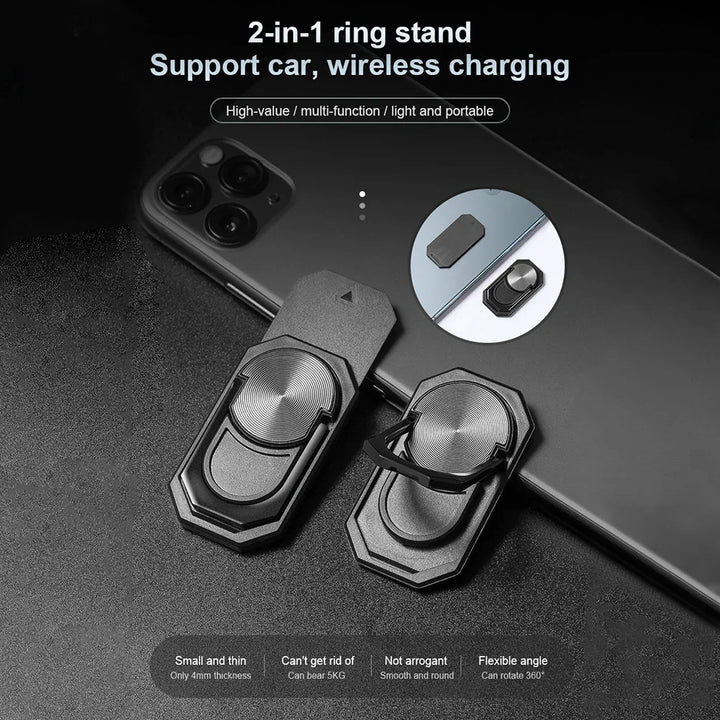2-in-1 Magnetic Phone Ring Holder & Car Vent Mount – Detachable, Wireless Charging Ready – cute-accessory