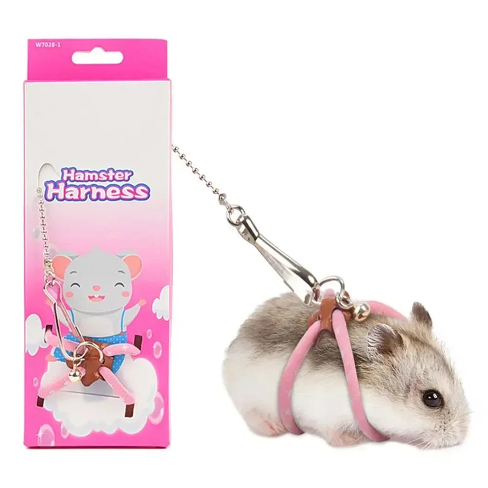 Hamster Harness & Leash – Adjustable Small Pet Lead with Bell