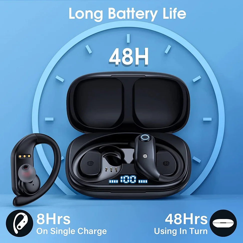 GDLYL Bluetooth 5.0 Ear Hook Earbuds – 48H Play, Wireless Charging