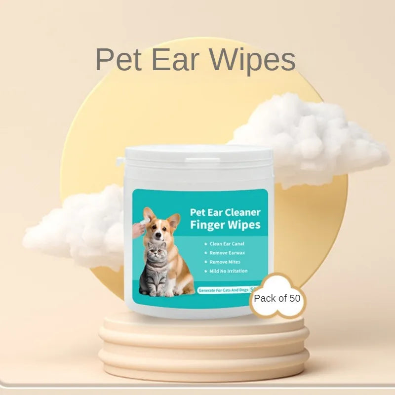 50PCS Pet Ear Cleaning Wipes – Gentle Dog & Cat Ear Cleaner Pads – grooming kit