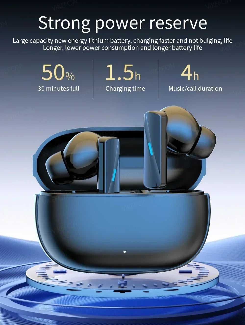 VIKEFON Bluetooth 5.3 Wireless Earbuds – Noise Cancelling & Mic