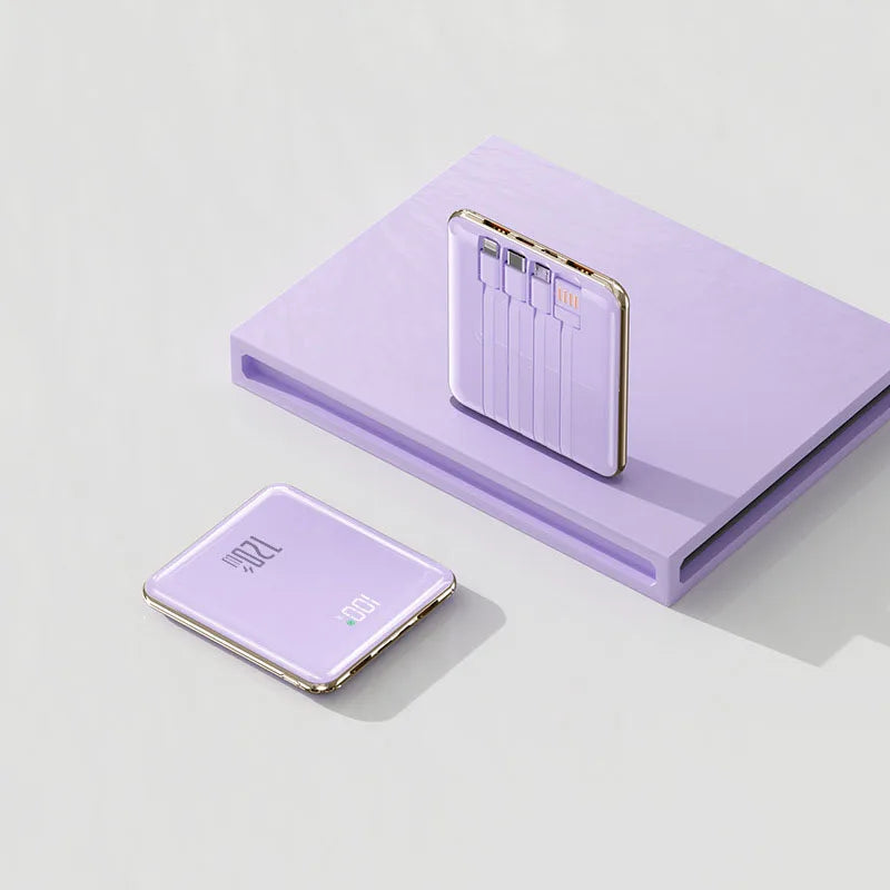20000mAh Ultra Thin Power Bank 120W | Built-in Cables