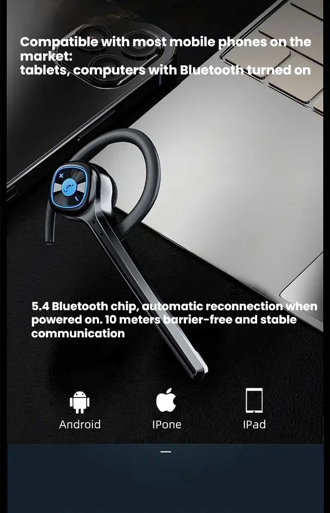 SUOMEIJA SM908 Bluetooth 5.3 Headset – Open-Ear, HiFi Bass, Noise Cancelling