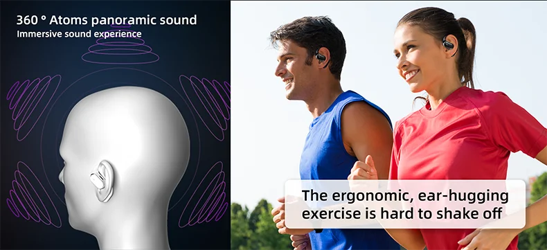 Arikasen Bluetooth 5.3 Open-Ear – 60h Playtime, ENC Mic