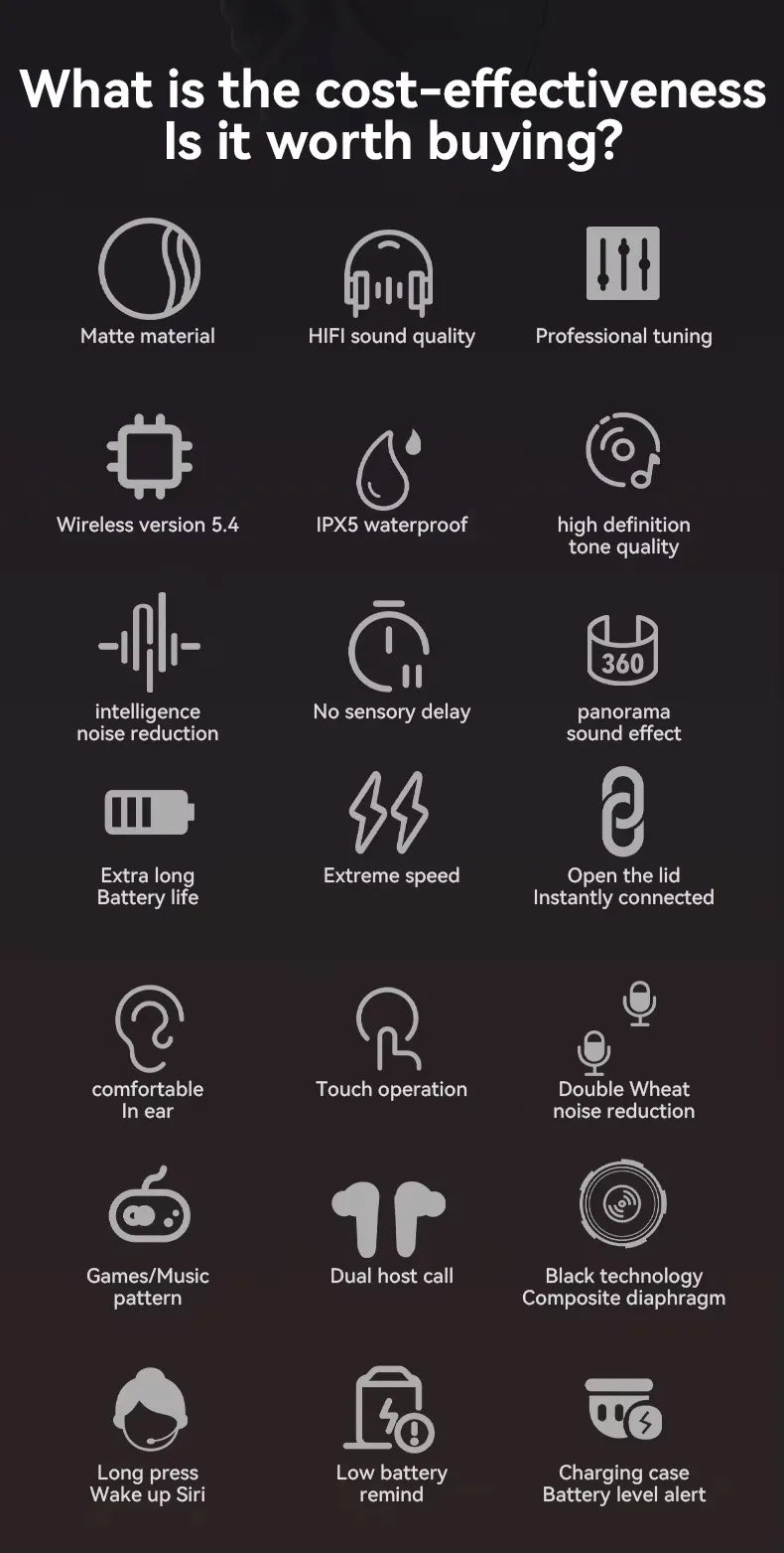 TWS In-Ear Bluetooth Earphones – Noise Cancelling, Wireless